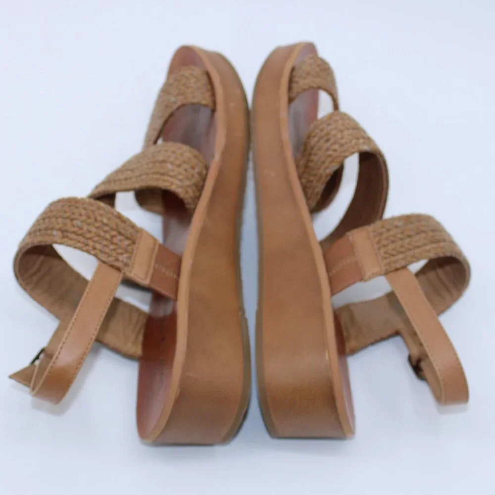 Lucky Brand Women's Brown Woven Strap Low Wedge Open Toe Sandals 6.5M - Picture 6 of 10